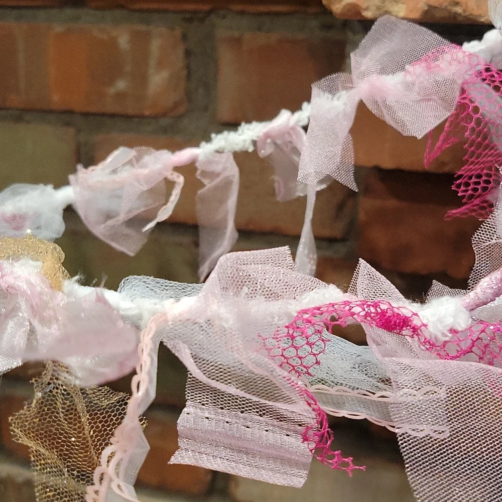Shabby Chic Garland with Hot Pink, Pink, Gold and Pink Glitter